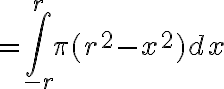 $=\int_{-r}^{r} \pi(r^2-x^2)dx$